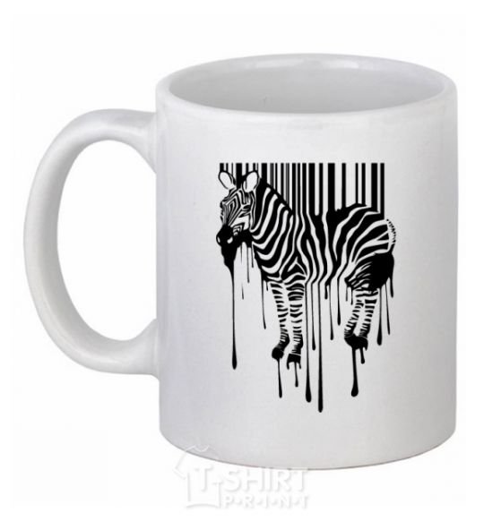 Ceramic mug Zebra stroke White фото