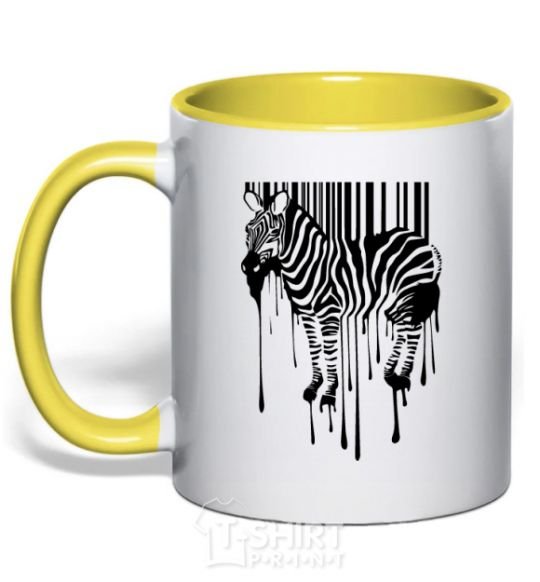 Чашка с цветной ручкой Штрих зебра Солнечно желтый фото