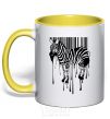 Mug with a colored handle Zebra stroke yellow фото