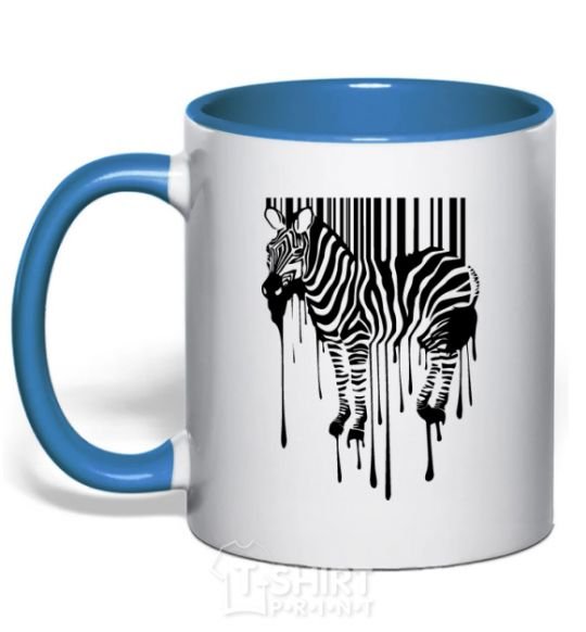 Чашка с цветной ручкой Штрих зебра Ярко-синий фото