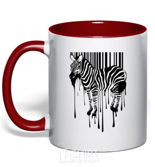 Mug with a colored handle Zebra stroke red фото