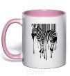 Чашка с цветной ручкой Штрих зебра Нежно розовый фото