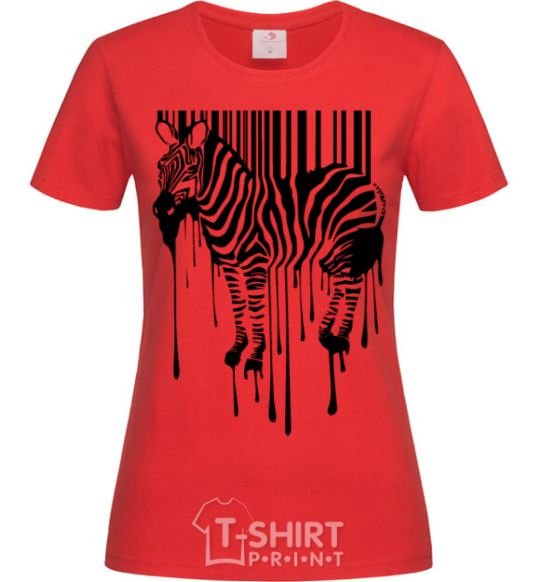 Women's T-shirt Zebra stroke red фото