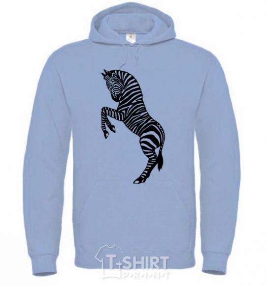Men`s hoodie Zebra on two legs sky-blue фото