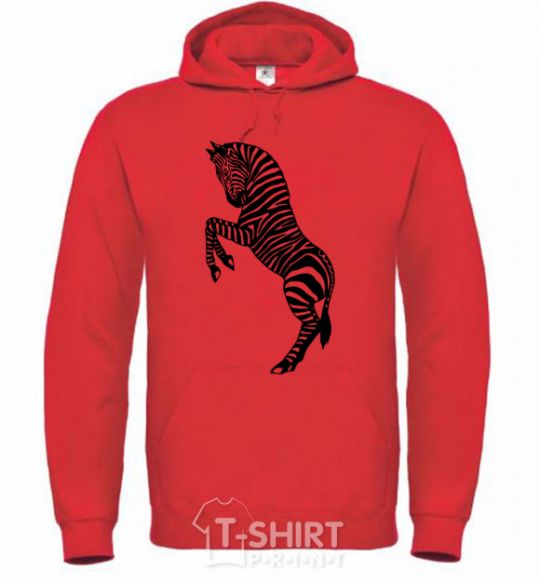 Men`s hoodie Zebra on two legs bright-red фото