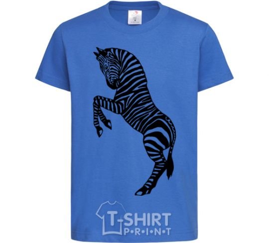 Kids T-shirt Zebra on two legs royal-blue фото