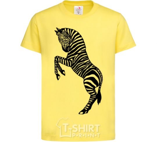 Kids T-shirt Zebra on two legs cornsilk фото