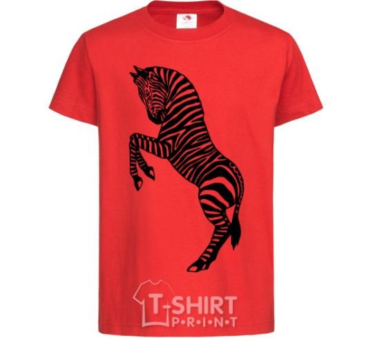 Kids T-shirt Zebra on two legs red фото