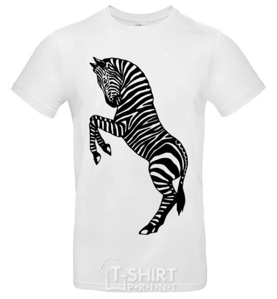 Men's T-Shirt Zebra on two legs White фото