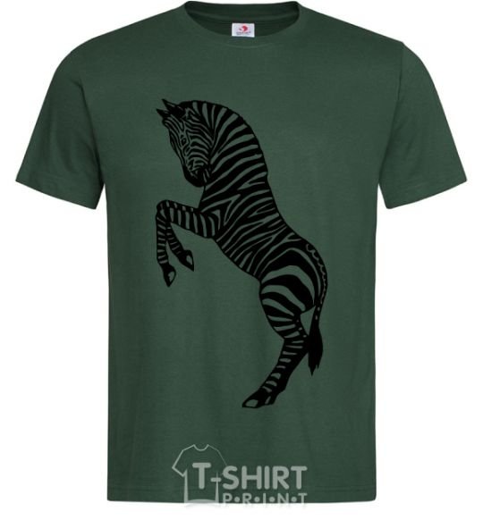 Men's T-Shirt Zebra on two legs bottle-green фото