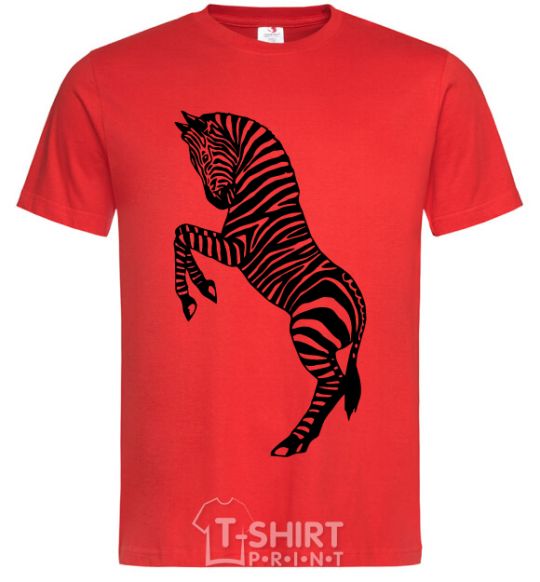 Men's T-Shirt Zebra on two legs red фото