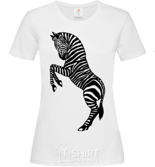 Women's T-shirt Zebra on two legs White фото