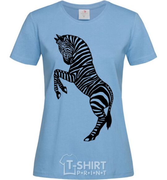 Women's T-shirt Zebra on two legs sky-blue фото