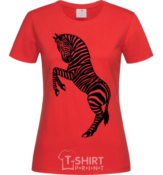 Women's T-shirt Zebra on two legs red фото