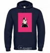 Men`s hoodie A zebra in a raspberry rectangle. navy-blue фото