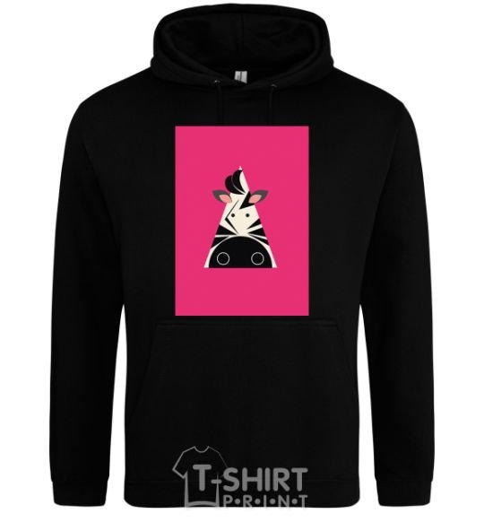 Men`s hoodie A zebra in a raspberry rectangle. black фото