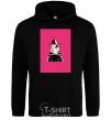 Men`s hoodie A zebra in a raspberry rectangle. black фото