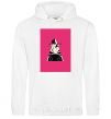 Men`s hoodie A zebra in a raspberry rectangle. White фото