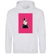 Men`s hoodie A zebra in a raspberry rectangle. sport-grey фото