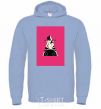 Men`s hoodie A zebra in a raspberry rectangle. sky-blue фото