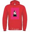 Men`s hoodie A zebra in a raspberry rectangle. bright-red фото