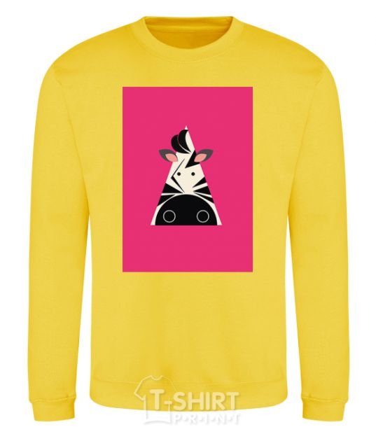 Sweatshirt A zebra in a raspberry rectangle. yellow фото