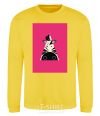 Sweatshirt A zebra in a raspberry rectangle. yellow фото