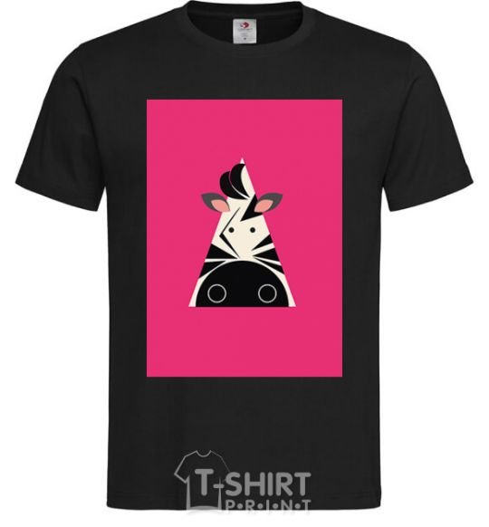 Men's T-Shirt A zebra in a raspberry rectangle. black фото