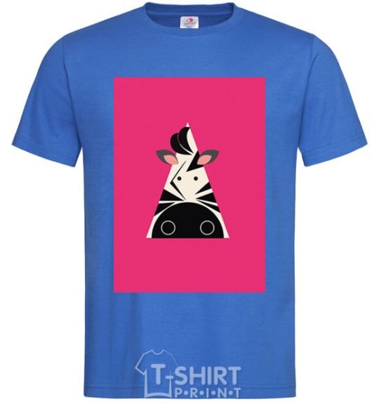 Men's T-Shirt A zebra in a raspberry rectangle. royal-blue фото