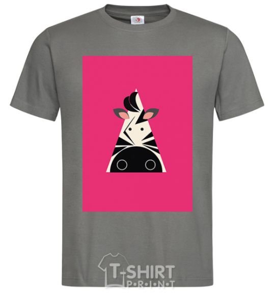 Men's T-Shirt A zebra in a raspberry rectangle. dark-grey фото