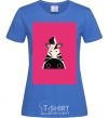 Women's T-shirt A zebra in a raspberry rectangle. royal-blue фото