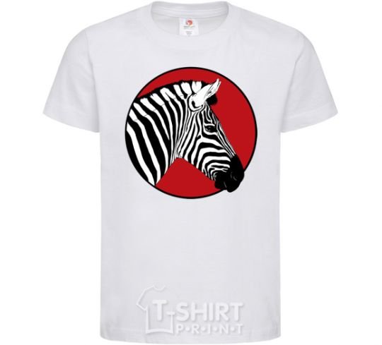 Kids T-shirt A zebra in a red circle White фото