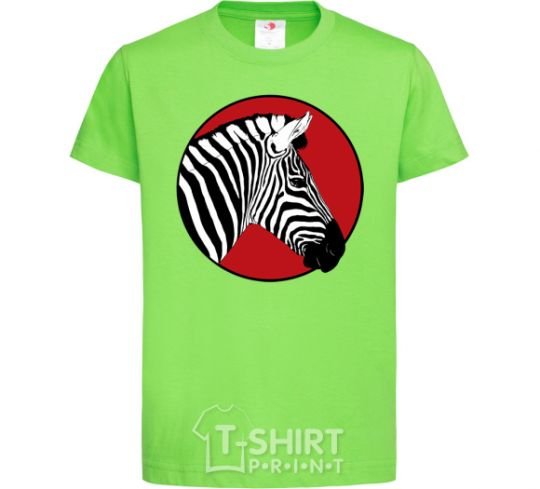 Kids T-shirt A zebra in a red circle orchid-green фото