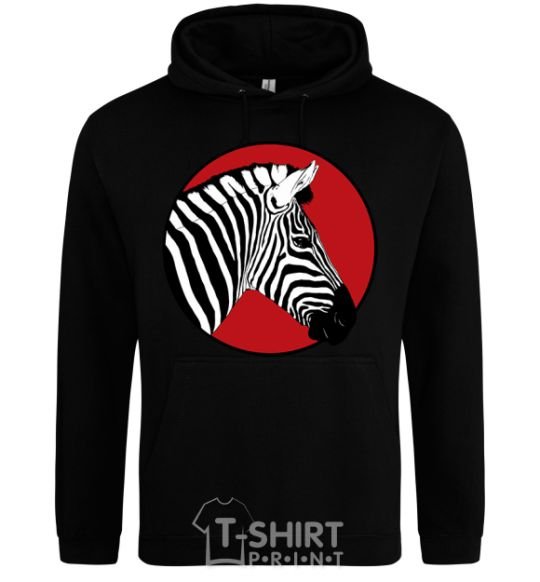 Men`s hoodie A zebra in a red circle black фото