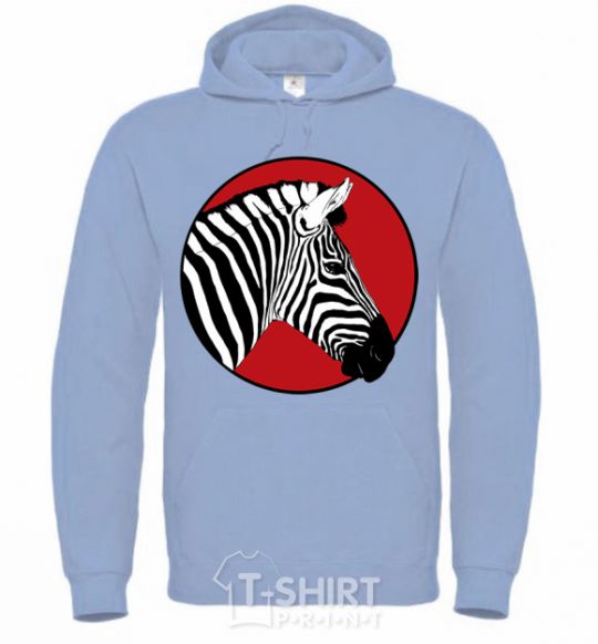 Men`s hoodie A zebra in a red circle sky-blue фото