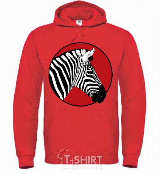 Men`s hoodie A zebra in a red circle bright-red фото