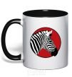 Mug with a colored handle A zebra in a red circle black фото