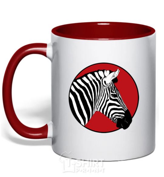 Mug with a colored handle A zebra in a red circle red фото