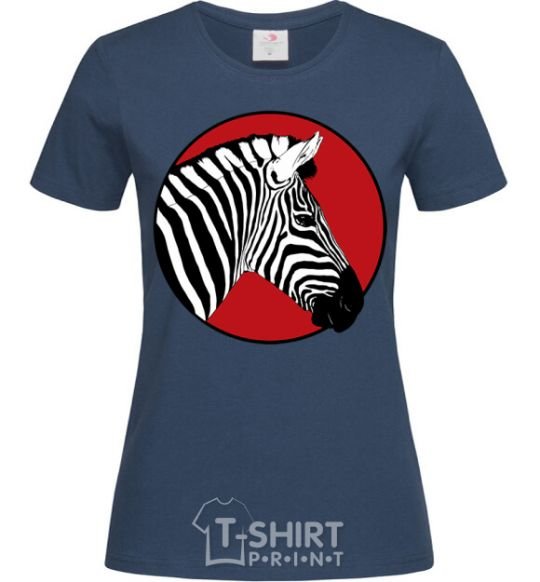 Женская футболка Зебра в красном круге Темно-синий фото
