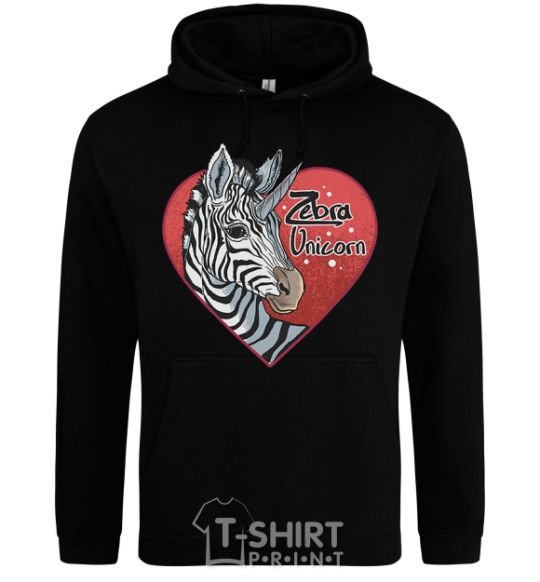 Men`s hoodie Zebra unicorn black фото