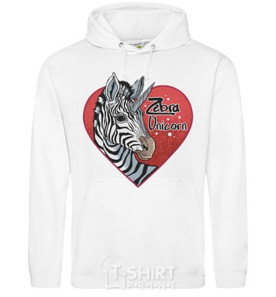 Men`s hoodie Zebra unicorn White фото