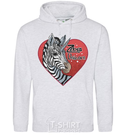 Men`s hoodie Zebra unicorn sport-grey фото