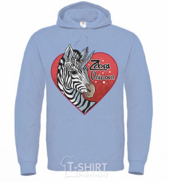 Men`s hoodie Zebra unicorn sky-blue фото