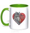 Mug with a colored handle Zebra unicorn kelly-green фото