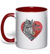 Mug with a colored handle Zebra unicorn red фото