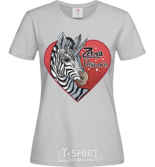 Women's T-shirt Zebra unicorn grey фото