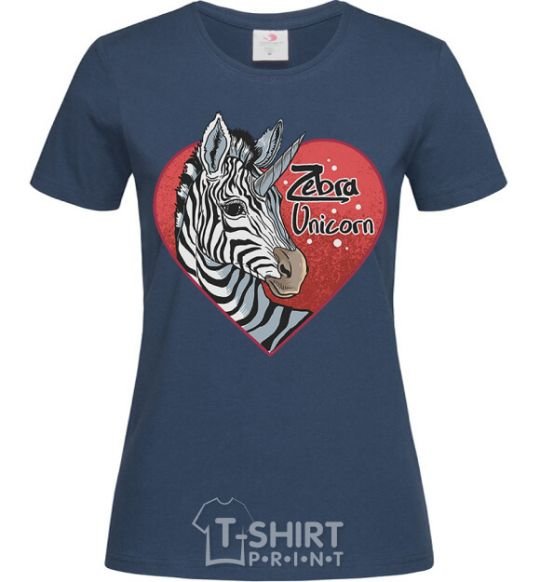 Women's T-shirt Zebra unicorn navy-blue фото