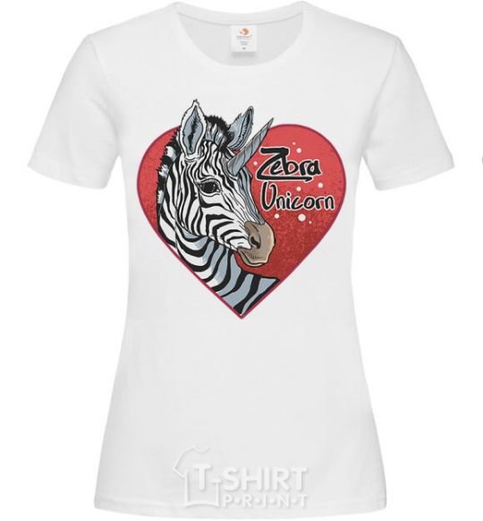 Women's T-shirt Zebra unicorn White фото