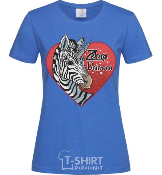 Women's T-shirt Zebra unicorn royal-blue фото