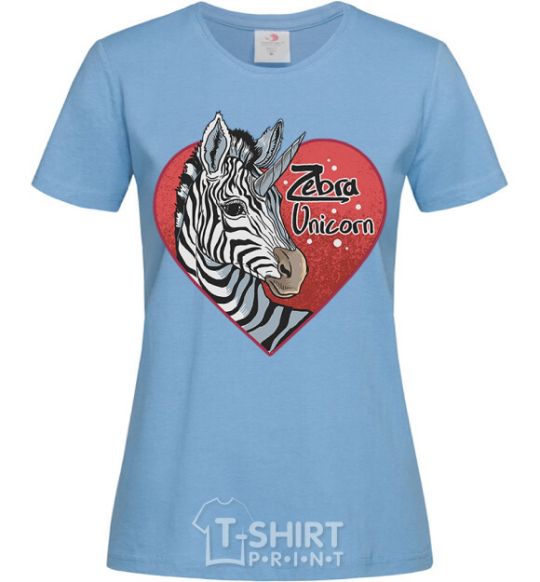 Women's T-shirt Zebra unicorn sky-blue фото